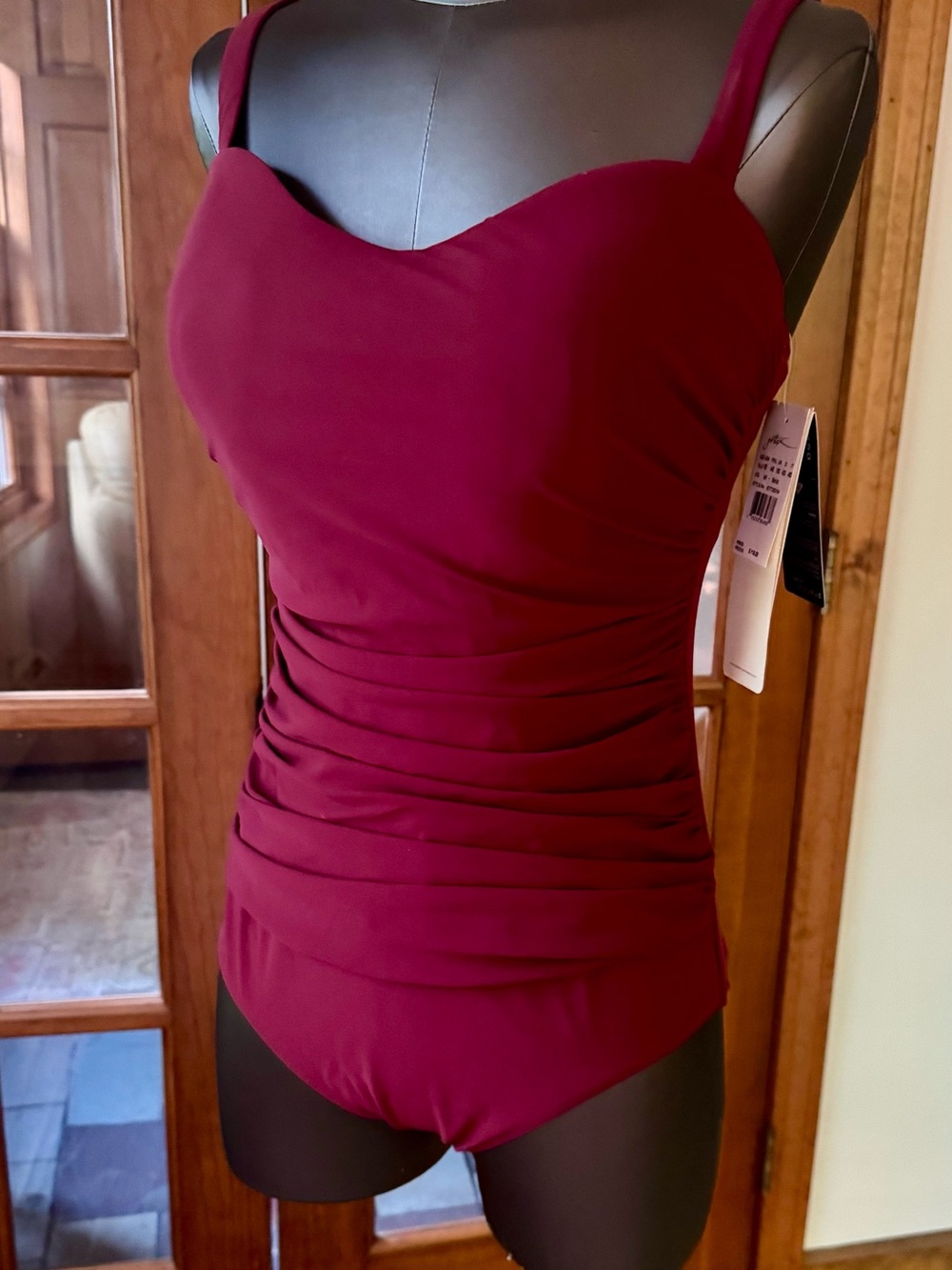 Gottex Ruched Sweetheart One-Piece Swimsuit in Wine
